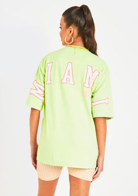 Ariel Lime Miami Slogan Oversized T-Shirt