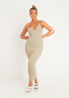 Luella Stone Rib Knit Midi Dress