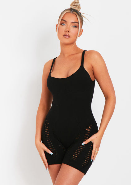 Adalynn Black Laddered Knitted Unitard | Women's Unitards | MissyEmpire |  Missy Empire – MISSYEMPIRE