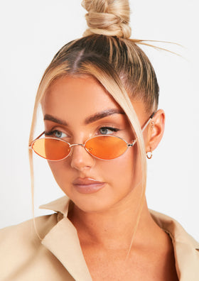 Naylor Orange Gold Frame Oval Sunglasses