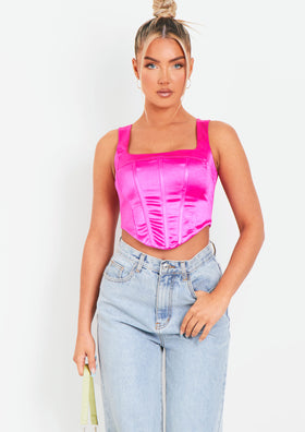 Maia Pink Metallic Corset Top