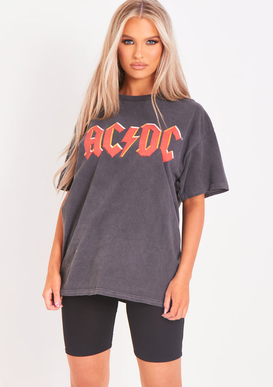 Blakely ACDC Washed Black Oversized Graphic T-Shirt