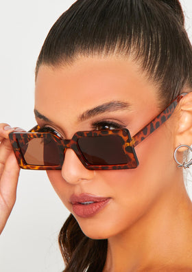 Danna Leopard Print Rectangle Sunglasses
