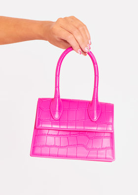 Alondra Pink Croc Mini Handbag
