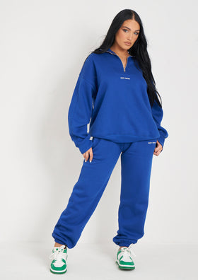 Jianna Cobalt Blue Embroidered Cuffed Joggers