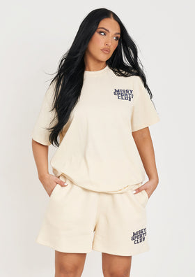 Lara Cream Missy Sports Club Oversized Tee