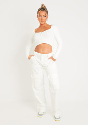 Alaia White Low Rise Cargo Trousers