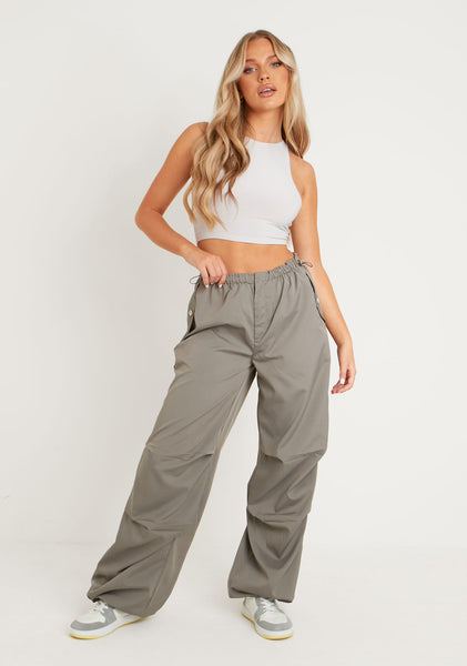 Samantha Charcoal Parachute Cargo Pants Women s Cargos MissyEmpire Missy Empire MISSYEMPIRE