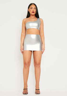 Imani Silver Metallic Micro Mini Skirt
