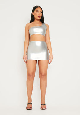 ★RAIVE★ Big Pocket Mini Skirt in Silver VW4MS23415 Big Pocket Mini Skirt in Silver VW4MS234-15 - 레이브
