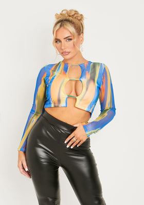 Siobhan Multi Print Mesh Overlay Top