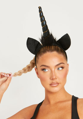 Angelica Black Unicorn Headband