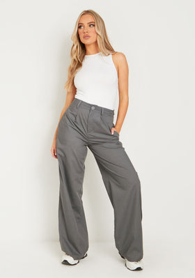 Nicki Charcoal Tailored Slouchy Wide Leg Trouser