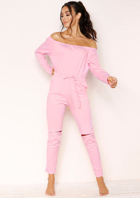 RiRi Baby Pink Off The Shoulder Jumpsuit
