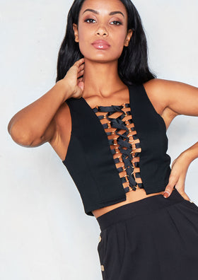Betsy Black Lace Up Crop Top