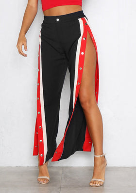 Chantelle Black Straight Leg Button Trousers