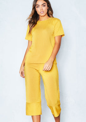 Antonia Mustard Pleated Top and Culotte Co-Ord