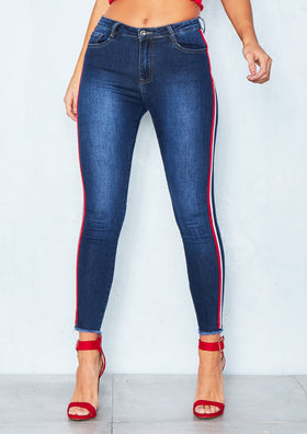 Jess Denim Sport Side Stripe Skinny Jeans