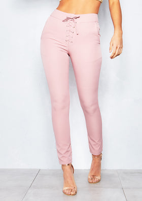 Lucinda Pink Lace Up Trousers