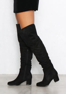 Florentina Black Over The Knee Cut Boots