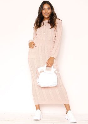 Noara Pink Knit Midi Co-ord Set
