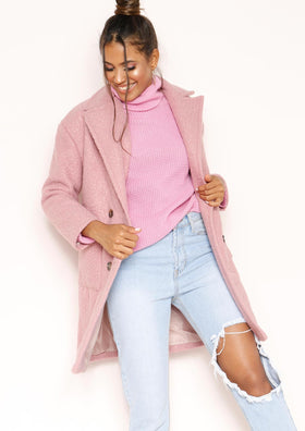Daisy Pink Faux Fur Borg Coat