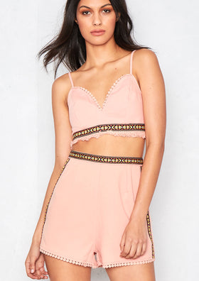 Leonie Pink Frayed Shorts Co-Ord