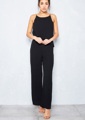 Bettany Black Frill Overlay Jumpsuit