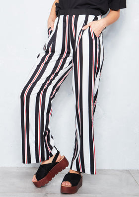 Raelynn Cream Striped Straight Leg Trousers