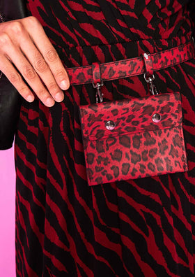 Sophia Red Leopard Print Small Belt Bum Bag