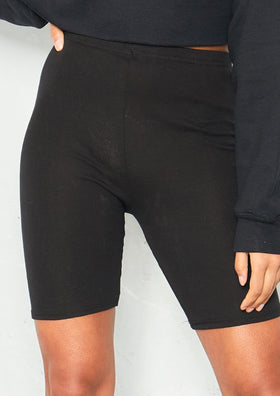Emma Black High Waist Cotton Cycle Shorts