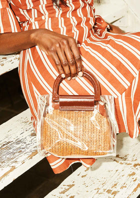 Donna Tan Straw Perspex Mini Bag