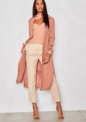 Kate Pink Faux Suede Duster Jacket