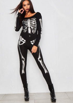 Claudette Silver Skeleton Print Leggings