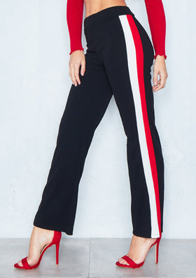 Priya Black Sport Side Stripe Trousers