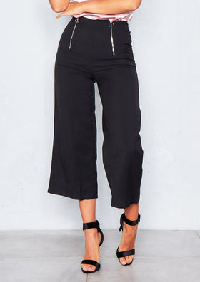 Marni Black Zip Front Ring Detail Culottes