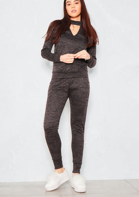 Lyrah Charcoal Brushed Soft Cut Out Tracksuit