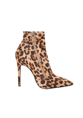 Jaylen Leopard Print Zip Pointed Sock Boots