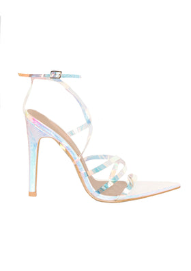 Ariel Holographic Extreme Point Strappy Heels